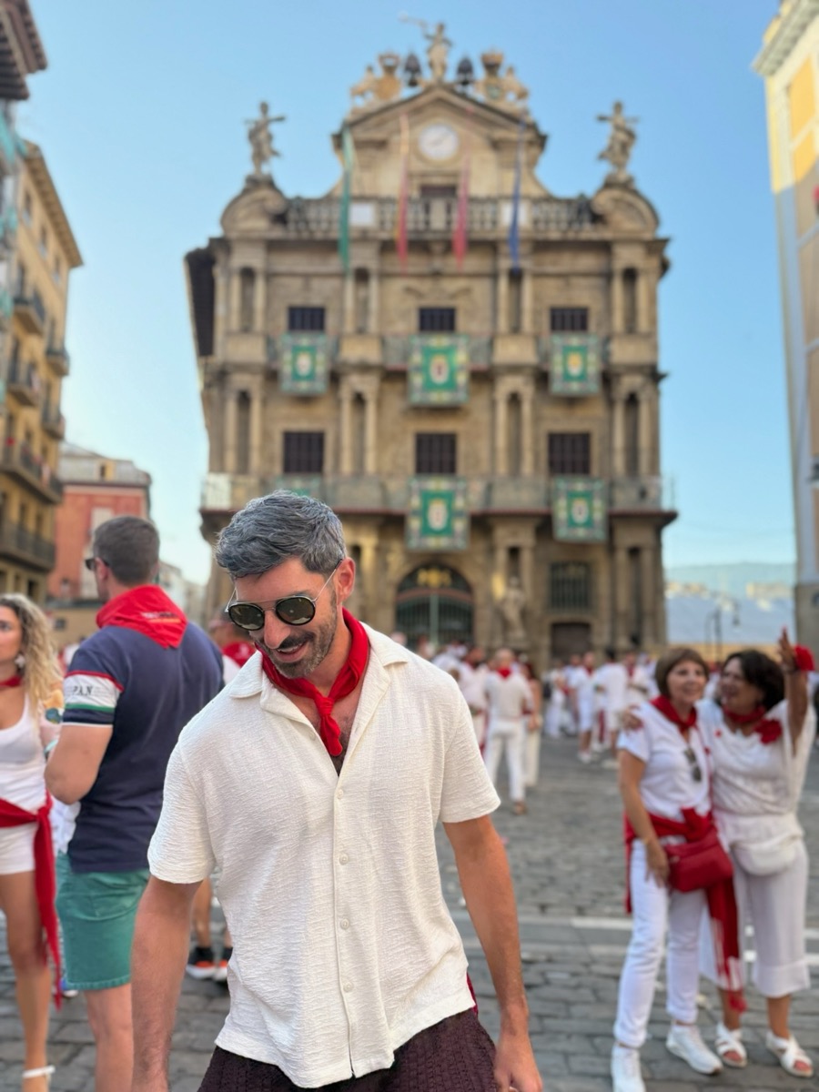 Festival scene in Pamplona, Spain