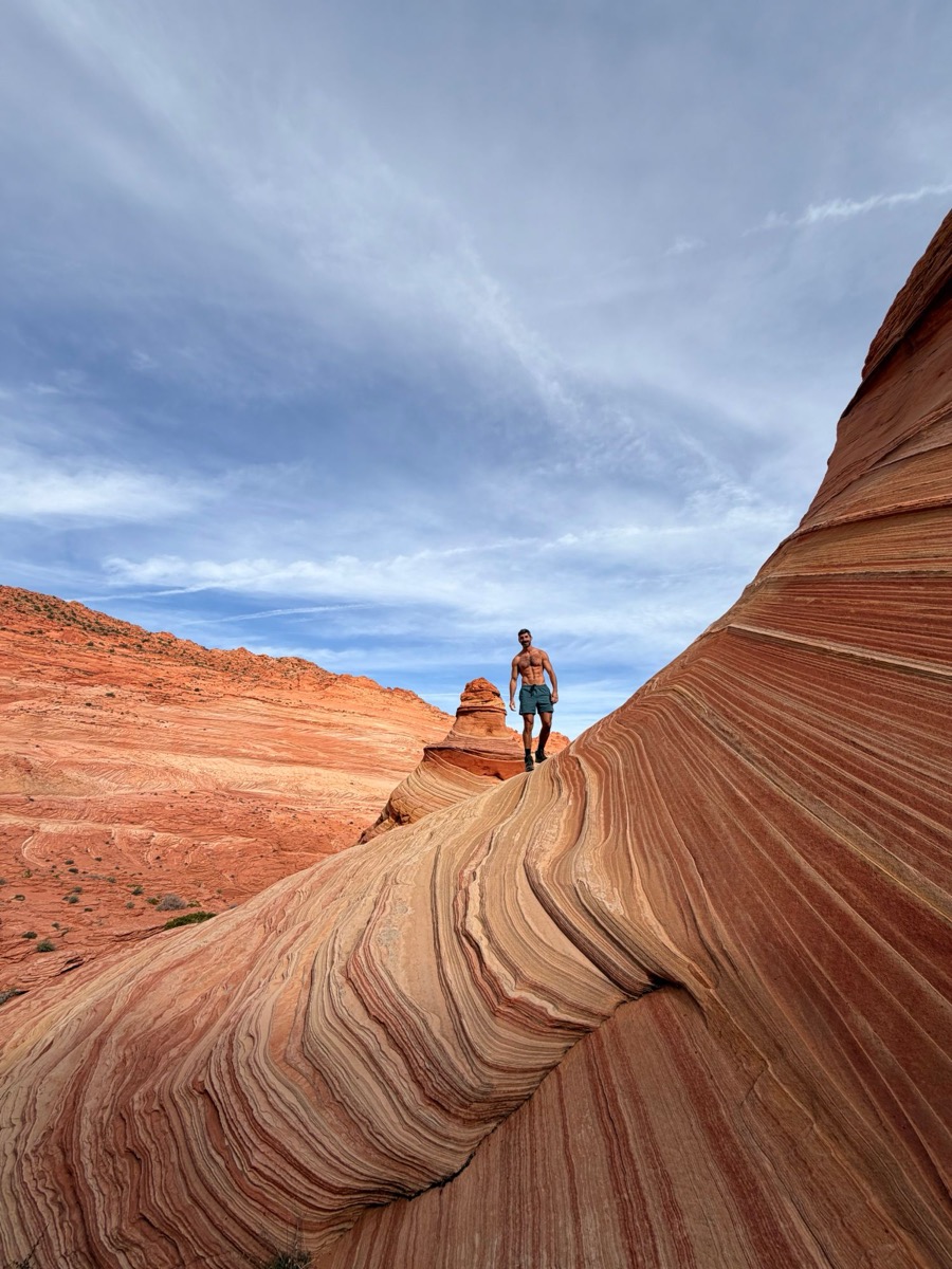 Matt Feldman at The Wave sandstone formation in Arizona